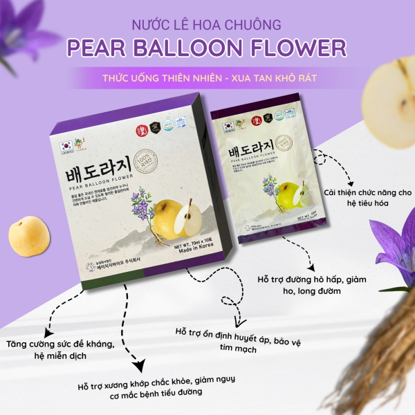 Nước Lê Hoa Chuông Hàn Quốc (20 Gói): Giải Pháp Vàng Cho Hệ Hô Hấp