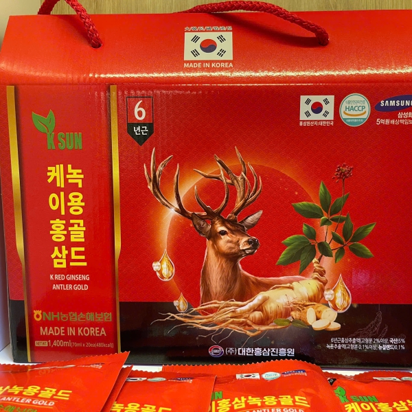 Nước Hồng Sâm Nhung Hươu Hàn Quốc KSun Nonghyup Hộp 20 Gói x 70ml