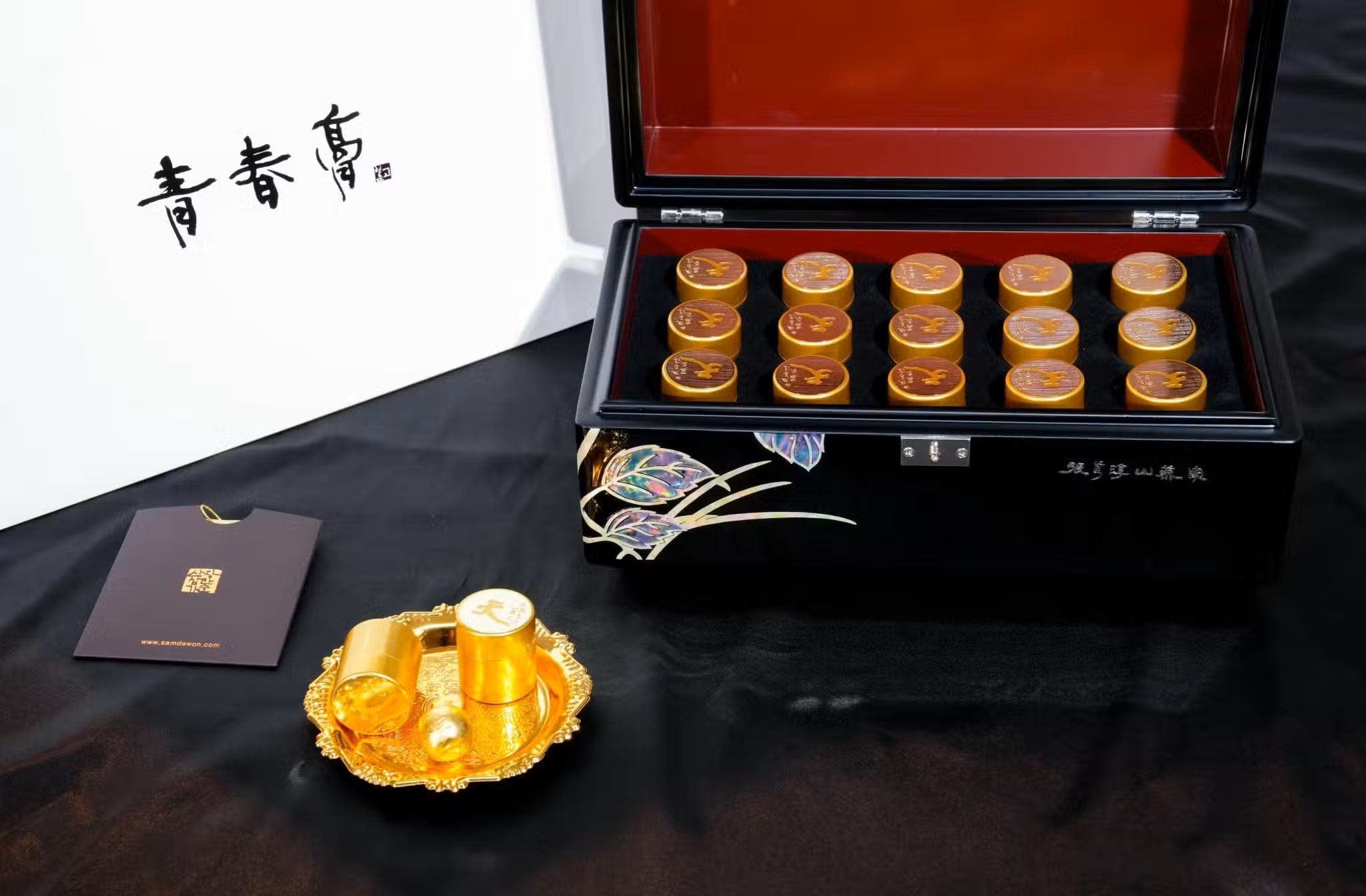 Hộp gỗ dát vàng An Cung Ngưu Tổng Thống 7 hoa cao cấp