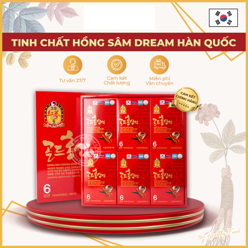 nuoc hong sam chen dream 6 nam tuoi han quoc hop 30 goi x 70ml