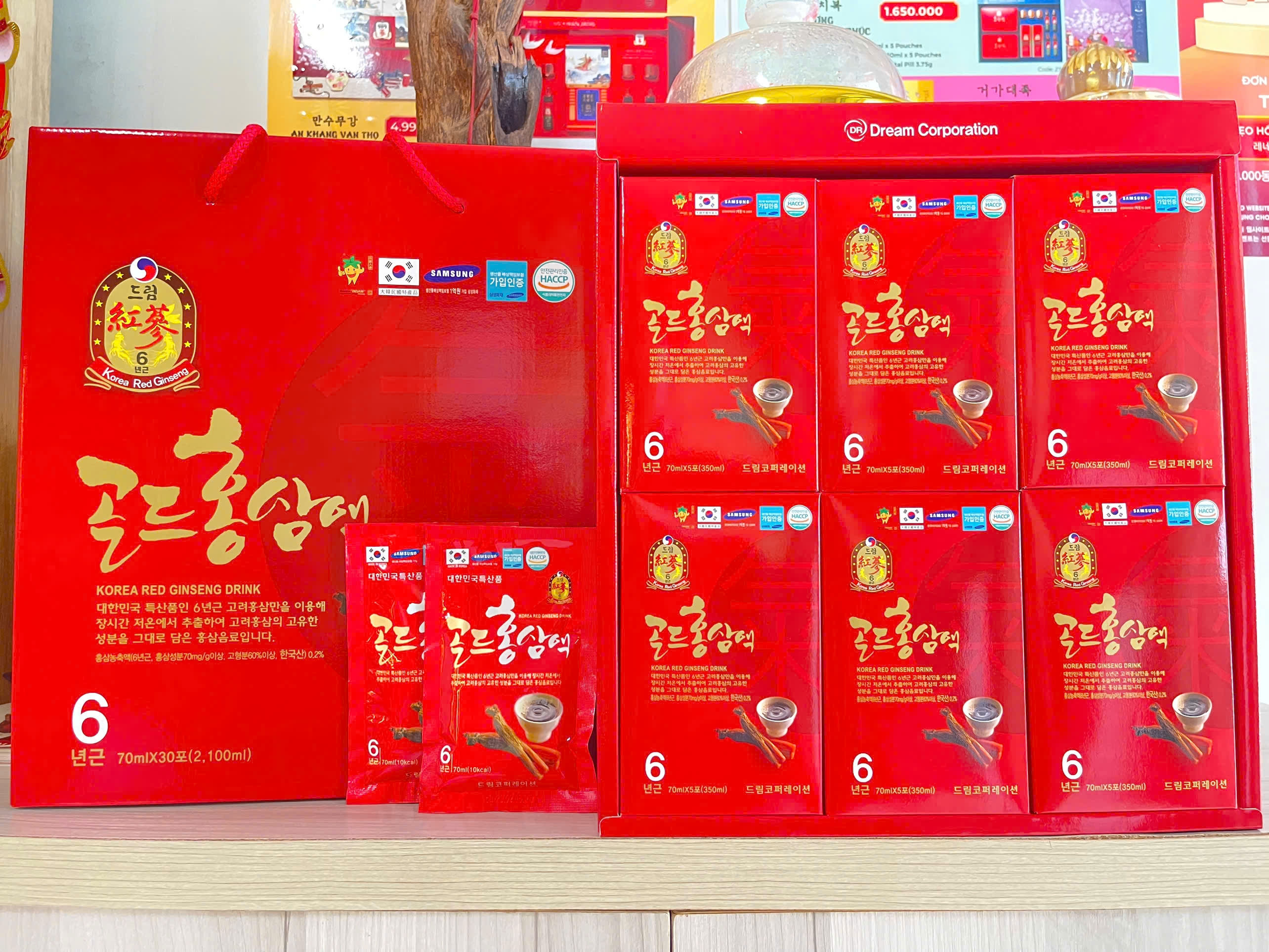 nuoc hong sam chen dream 6 nam tuoi han quoc hop 30 goi 70ml