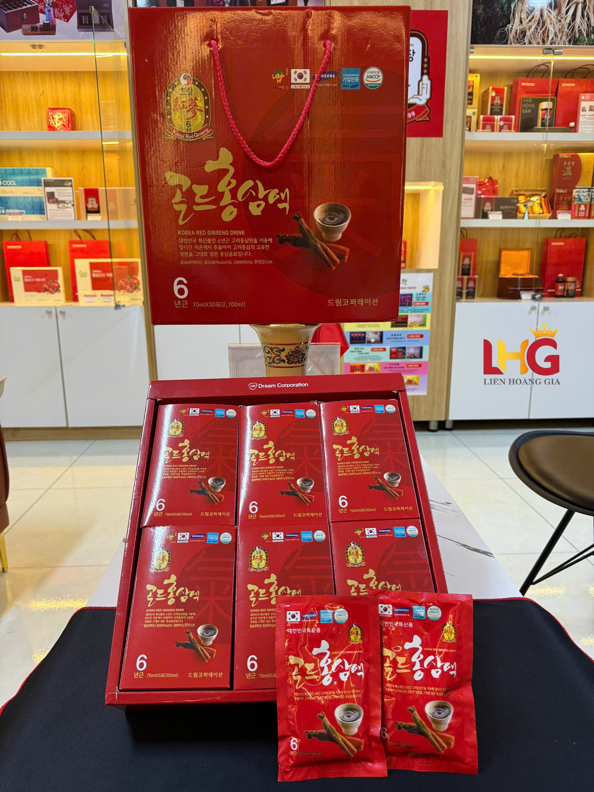Nước hồng sâm chén Dream Hộp 30 gói 70ml chính hãng Hàn Quốc