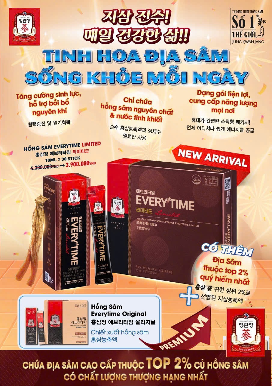 Tinh Chất Hồng Sâm Pha Sẵn KGC Extract Everytime Limited 10ml x 30 gói