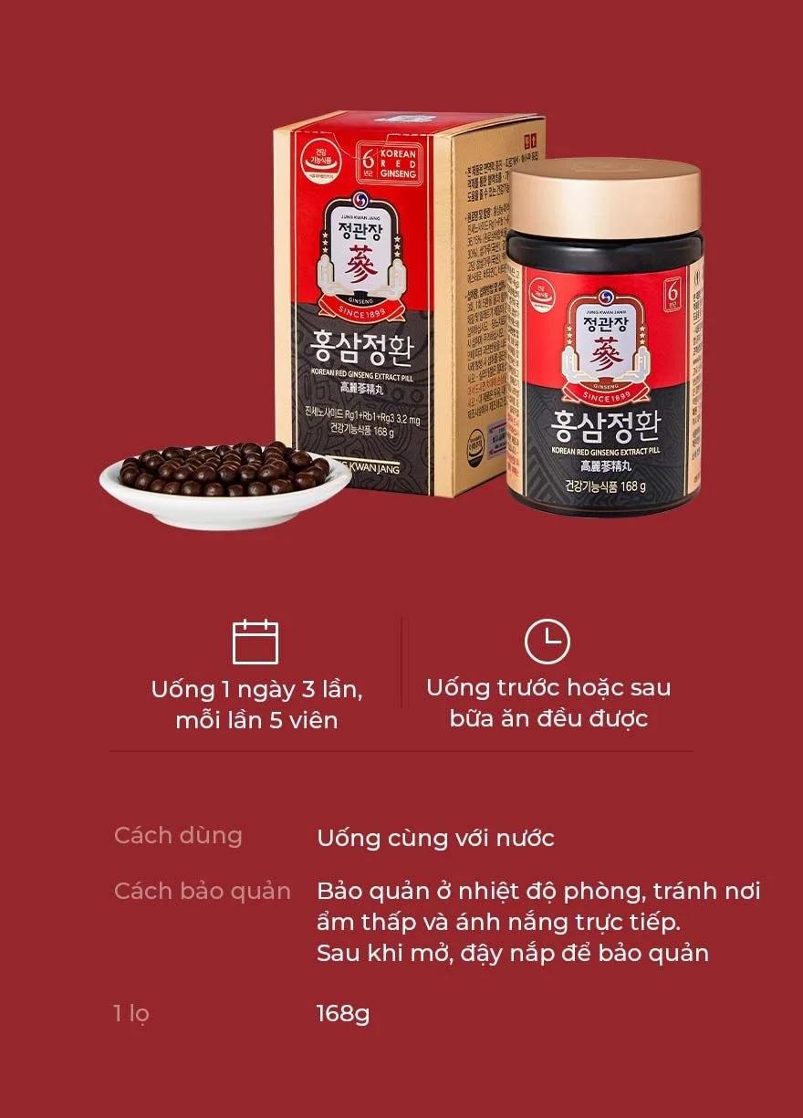 Hình ảnh chi tiết thành phần tinh chất hồng sâm 6 năm tuổi của KGC Extract Pill
