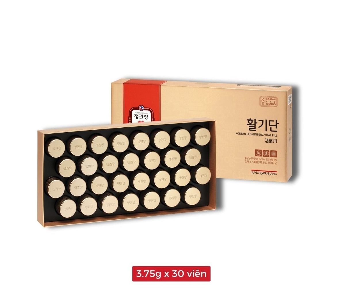 Tổng quan hộp Viên Hồng Sâm Vital Pill KGC Jung Kwan Jang 30 viên