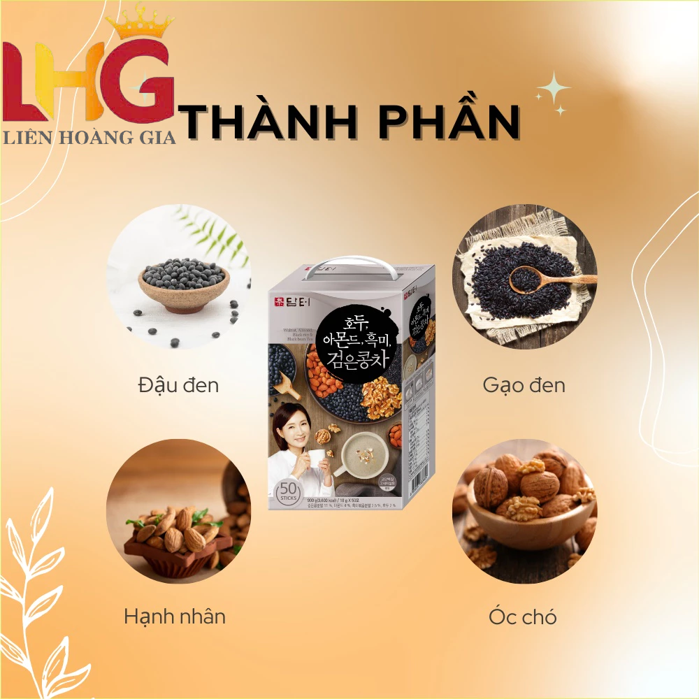 ngũ cốc đậu đen, hạnh nhân, hạt óc chó damtuh hàn quốc