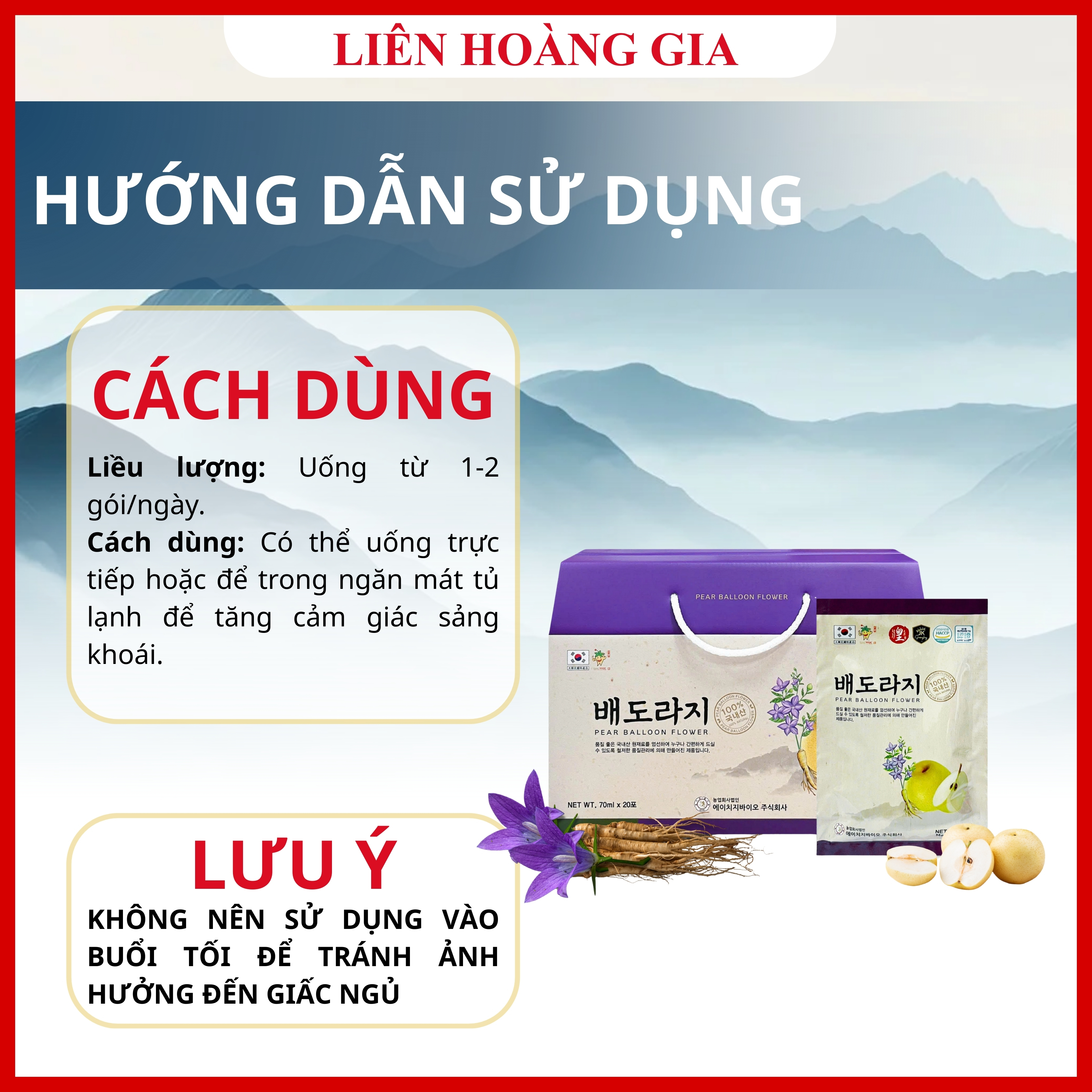 Hướng dẫn sử dụng nước lê hoa chuông Hàn Quốc đúng cách sau khi ăn