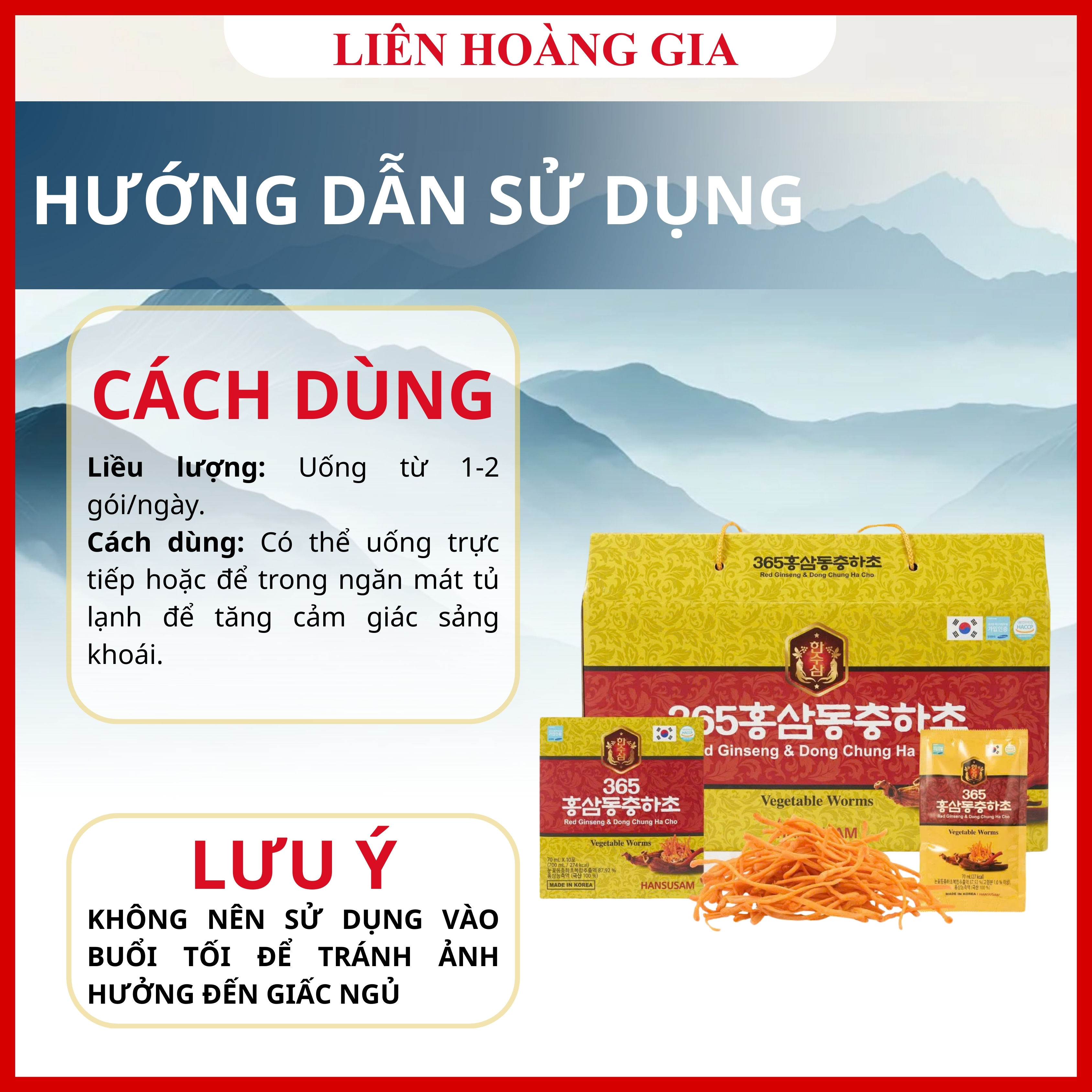 Hướng dẫn cách uống nước Hồng Sâm Đông Trùng 365 mỗi ngày sau bữa ăn