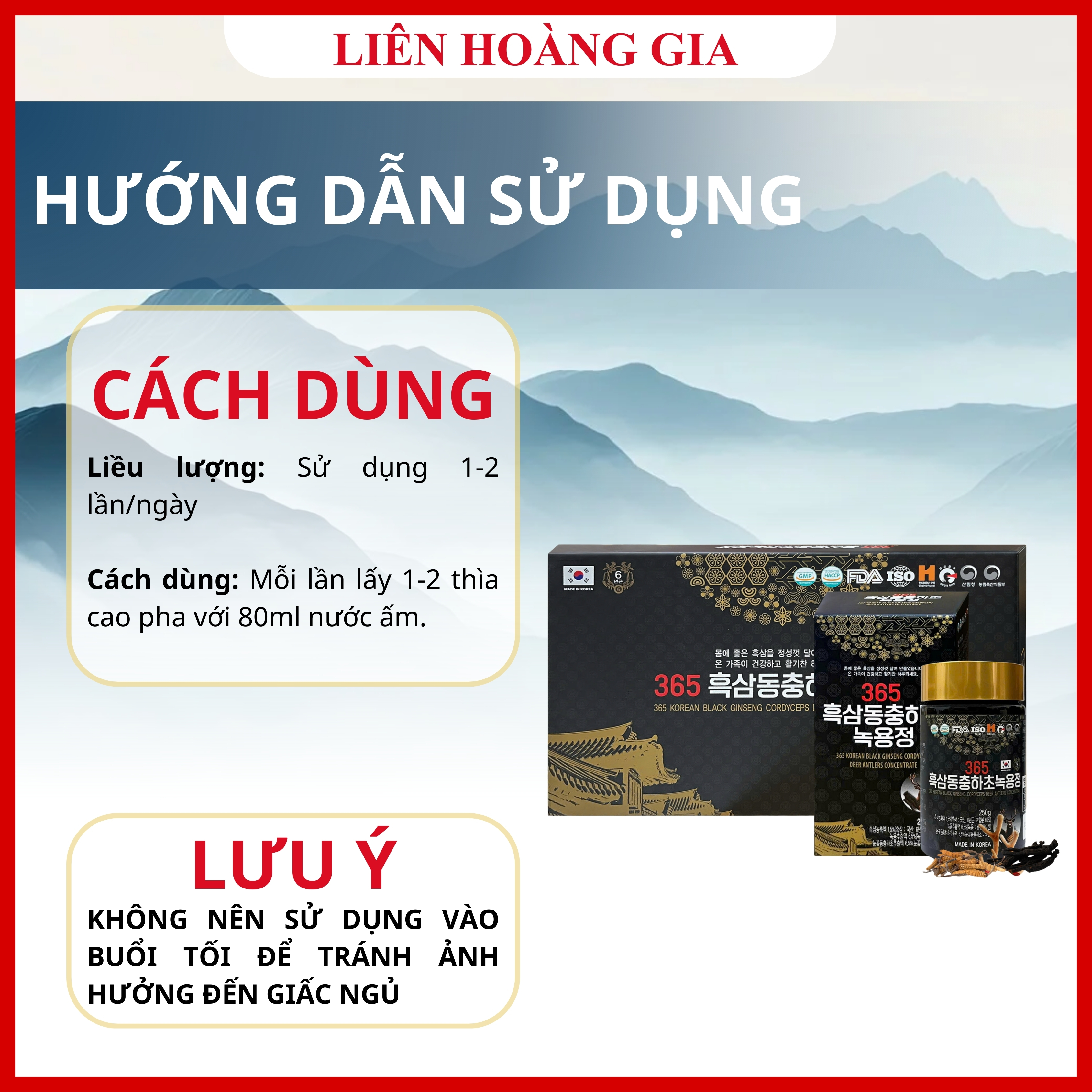 Hướng dẫn cách pha và sử dụng Cao Hắc Sâm Nhung Hươu Đông Trùng Hạ Thảo 365
