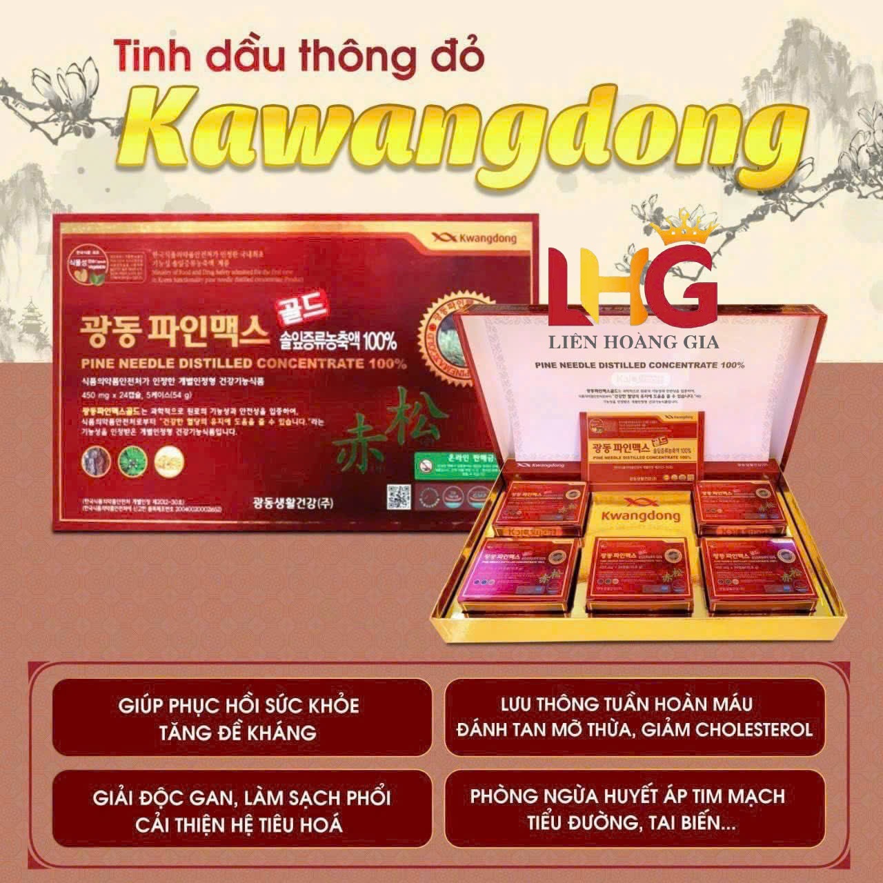 Viên Tinh Dầu Thông Đỏ Kwangdong hỗ trợ tim mạch và sức khỏe