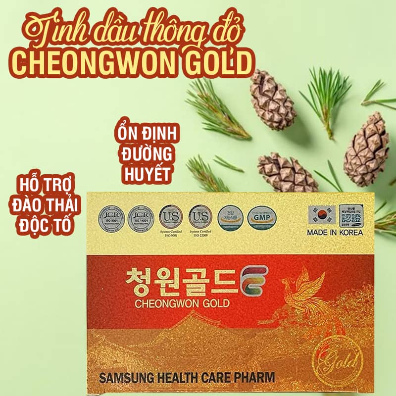 Bảng liệt kê công dụng ổn định huyết áp của tinh dầu thông đỏ Cheongwon Gold