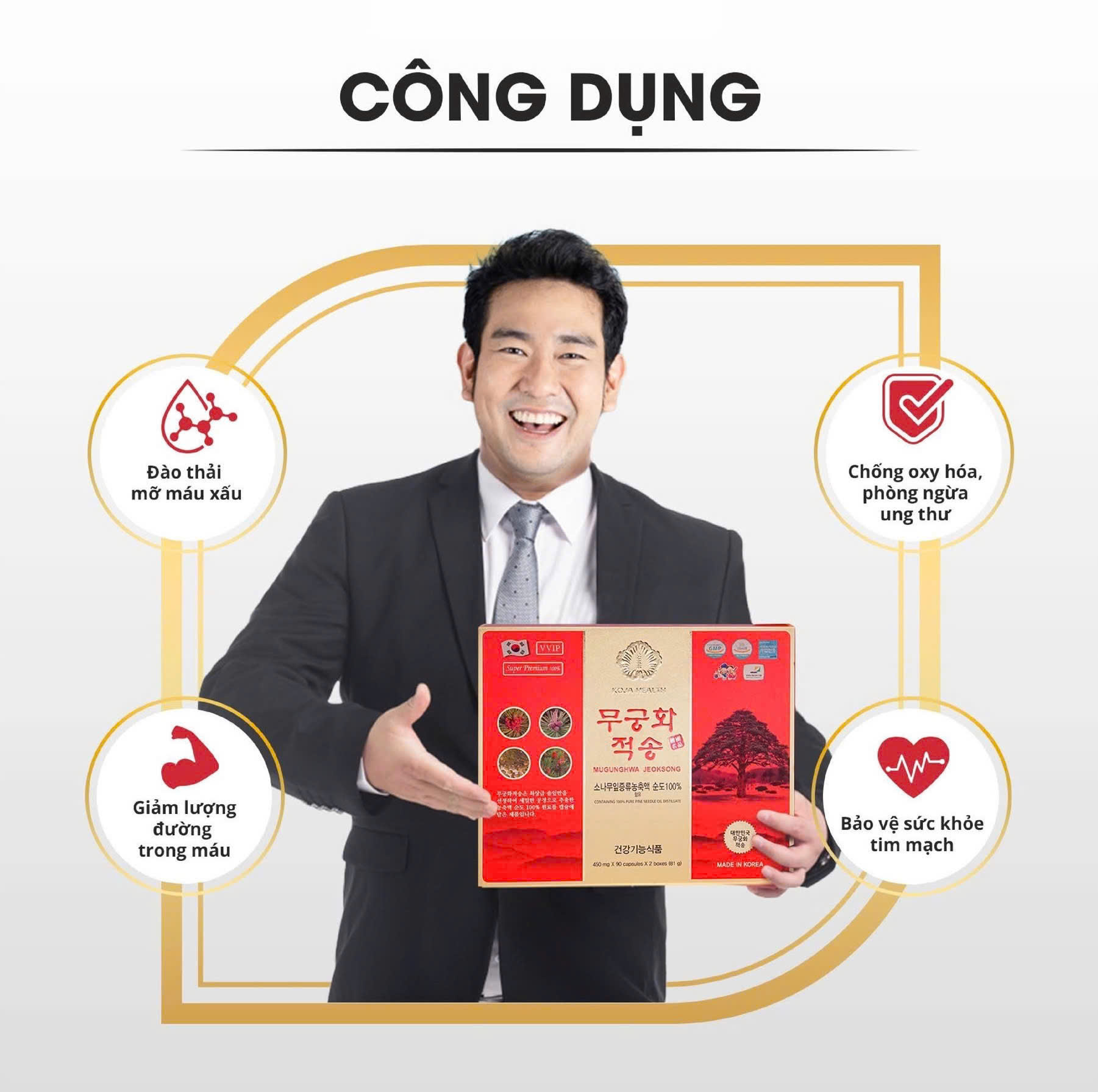 Bảng liệt kê công dụng giảm mỡ máu của tinh dầu thông đỏ Jeoksong