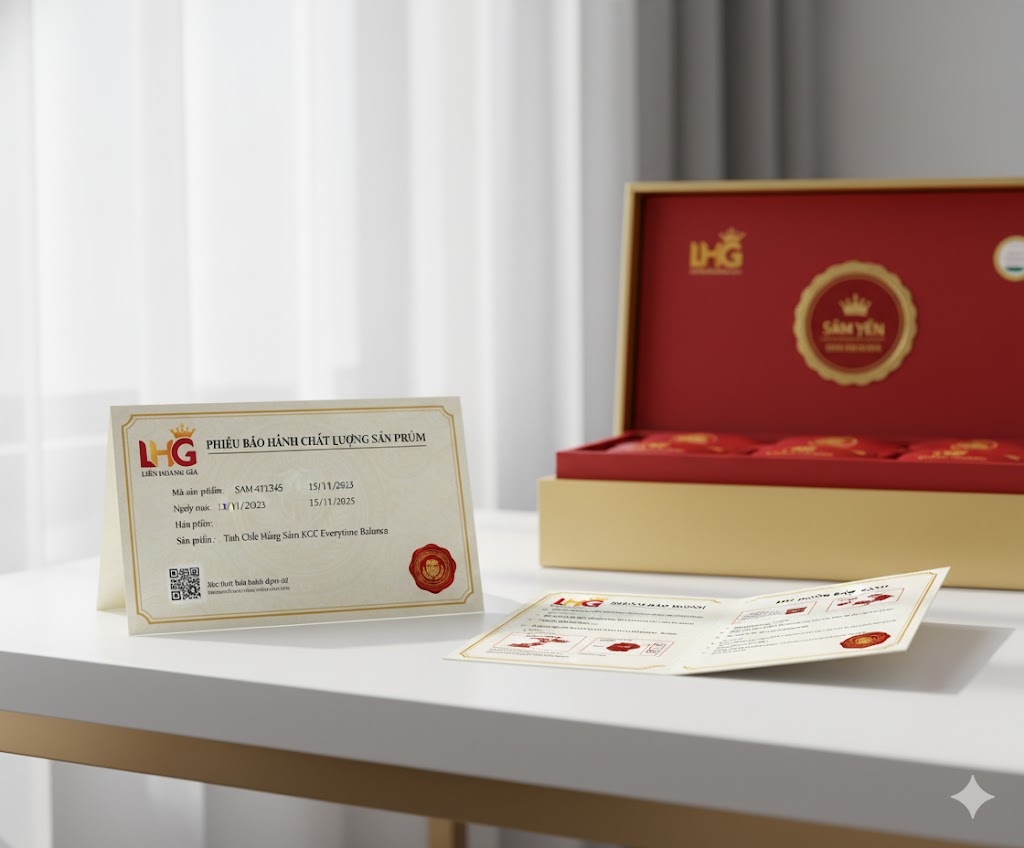 Phiếu bảo hành chất lượng sản phẩm Sâm Yến tại Liên Hoàng Gia