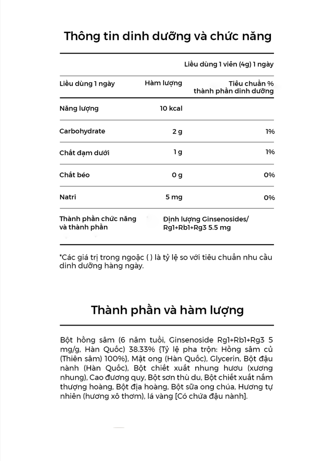 Thiên Sâm Linh Đan KGC Hwang Jin Dan Cheon Noble Line 4g x 20 viên