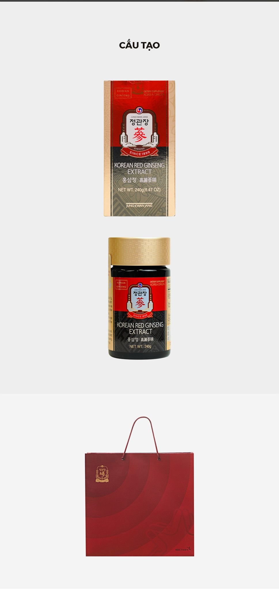 Bảng thành phần và hàm lượng ginsenoside chi tiết được in trên bao bì, cung cấp thông tin minh bạch và khoa học cho người tiêu dùng