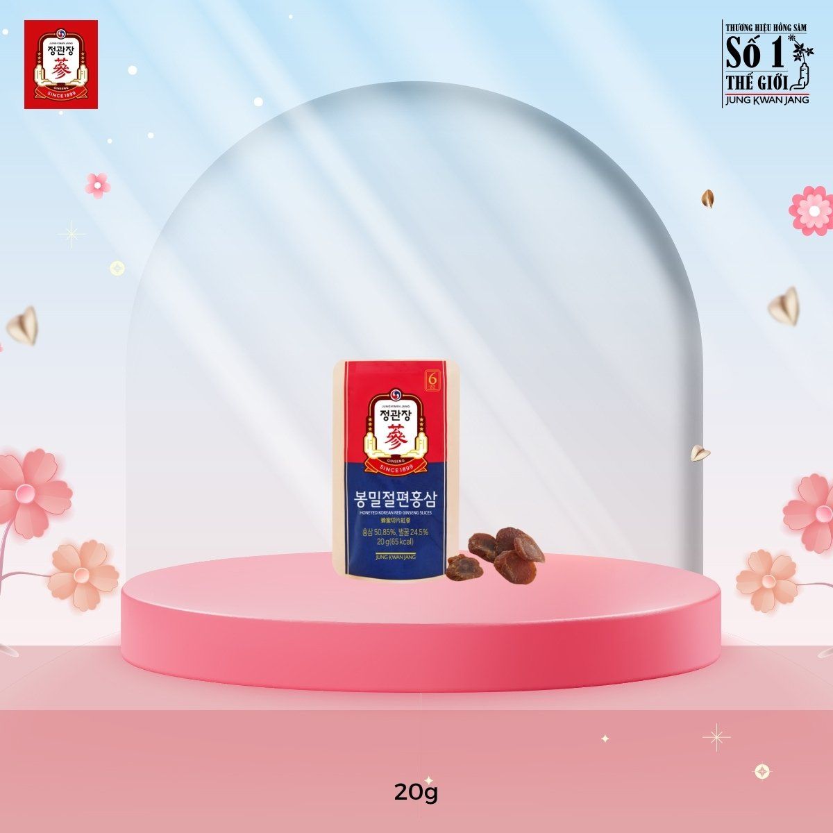 Logo KGC Jung Kwan Jang chính hãng trên bao bì Honeyed Slices