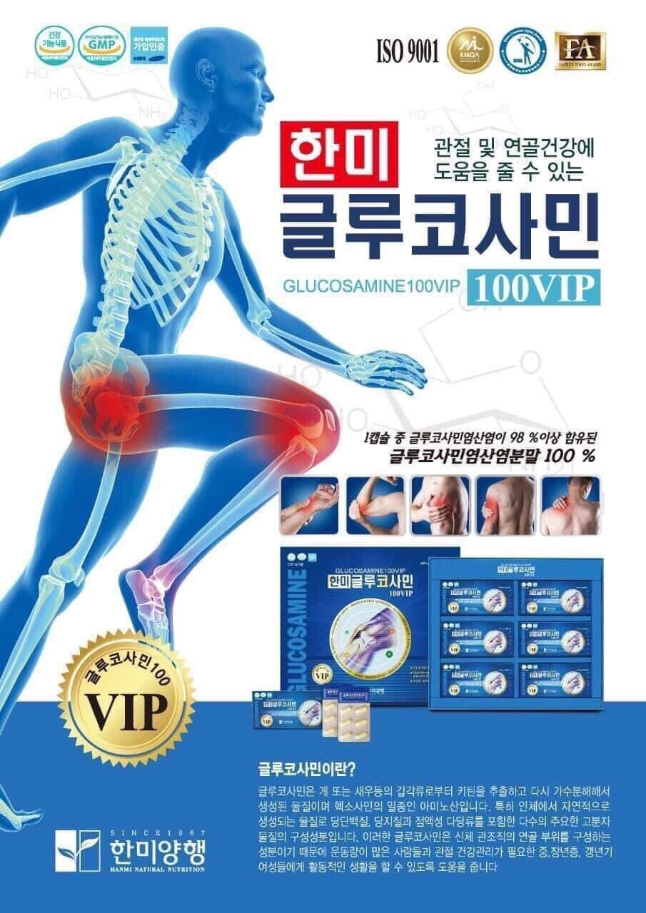 Công dụng phục hồi sụn khớp và tăng cường linh hoạt của Glucosamine 100 Vip