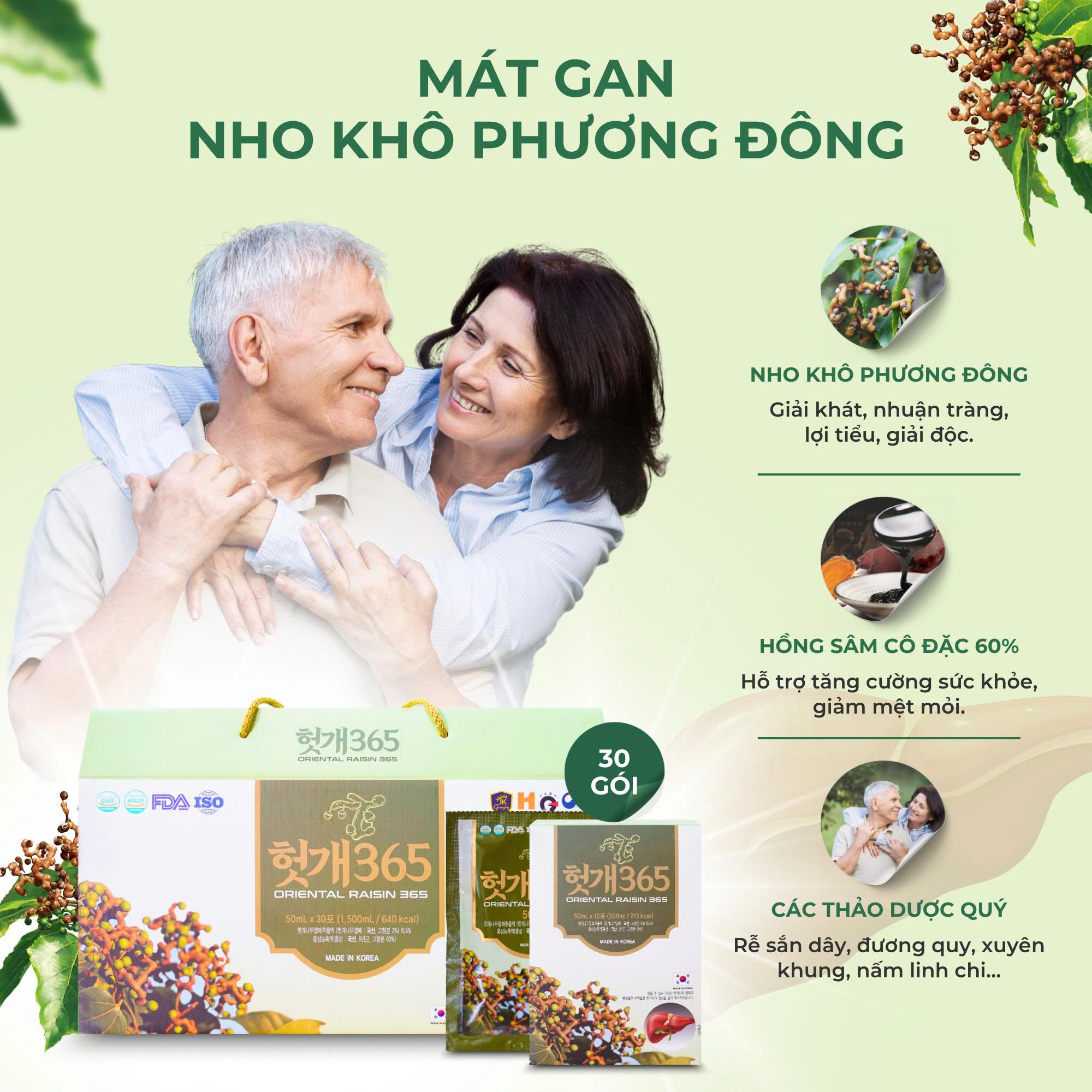 Nước mát gan nho khô phương đông 365 là quà tặng sức khỏe ý nghĩa