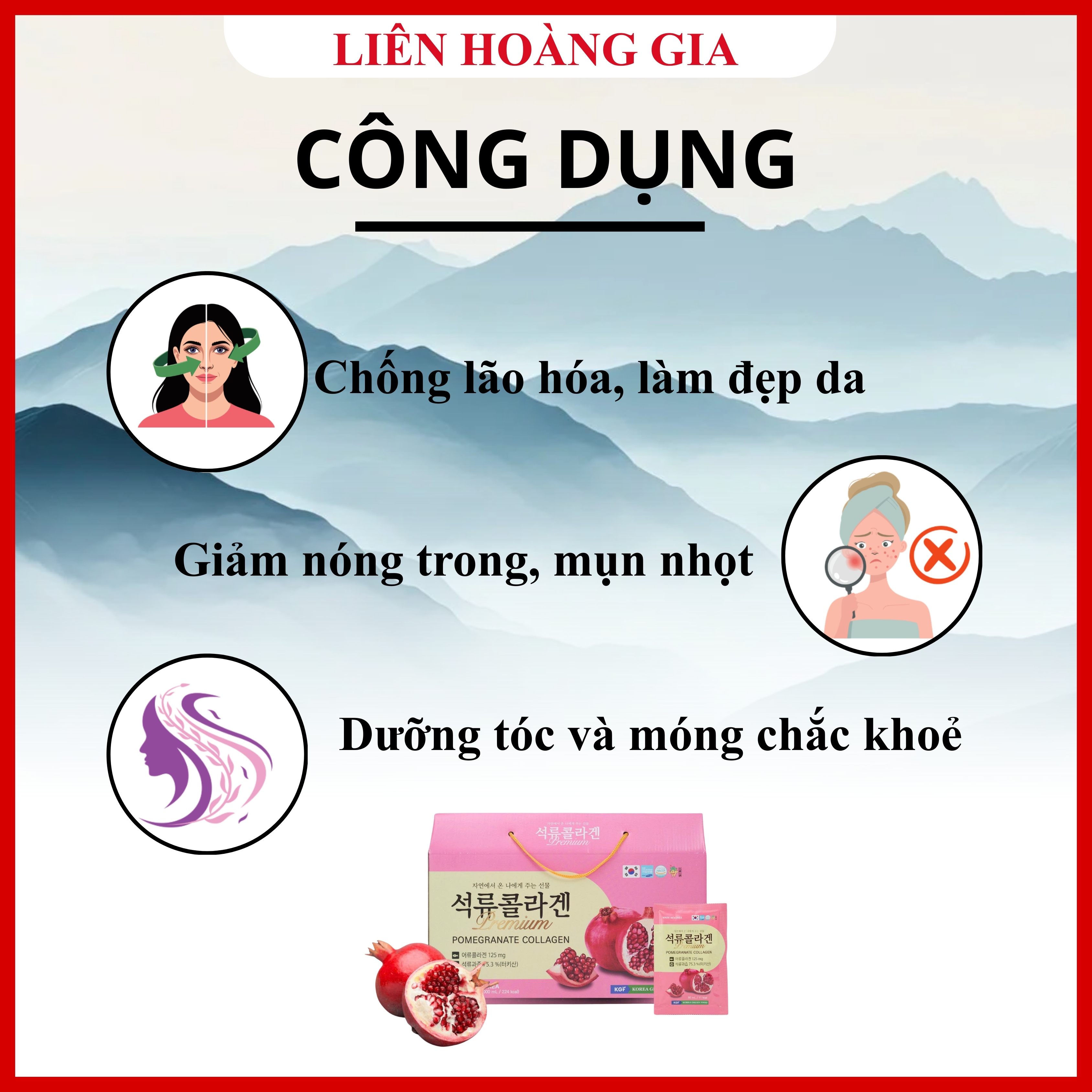 Nước Collagen Lựu Premium giúp trẻ hóa làn da và làm mờ vết nám tàn nhang