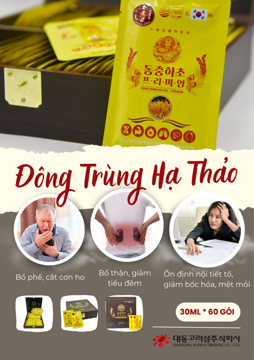 Đông trùng hạ thảo cao cấp (30ml* 60 gói) – Daedong chính hãng