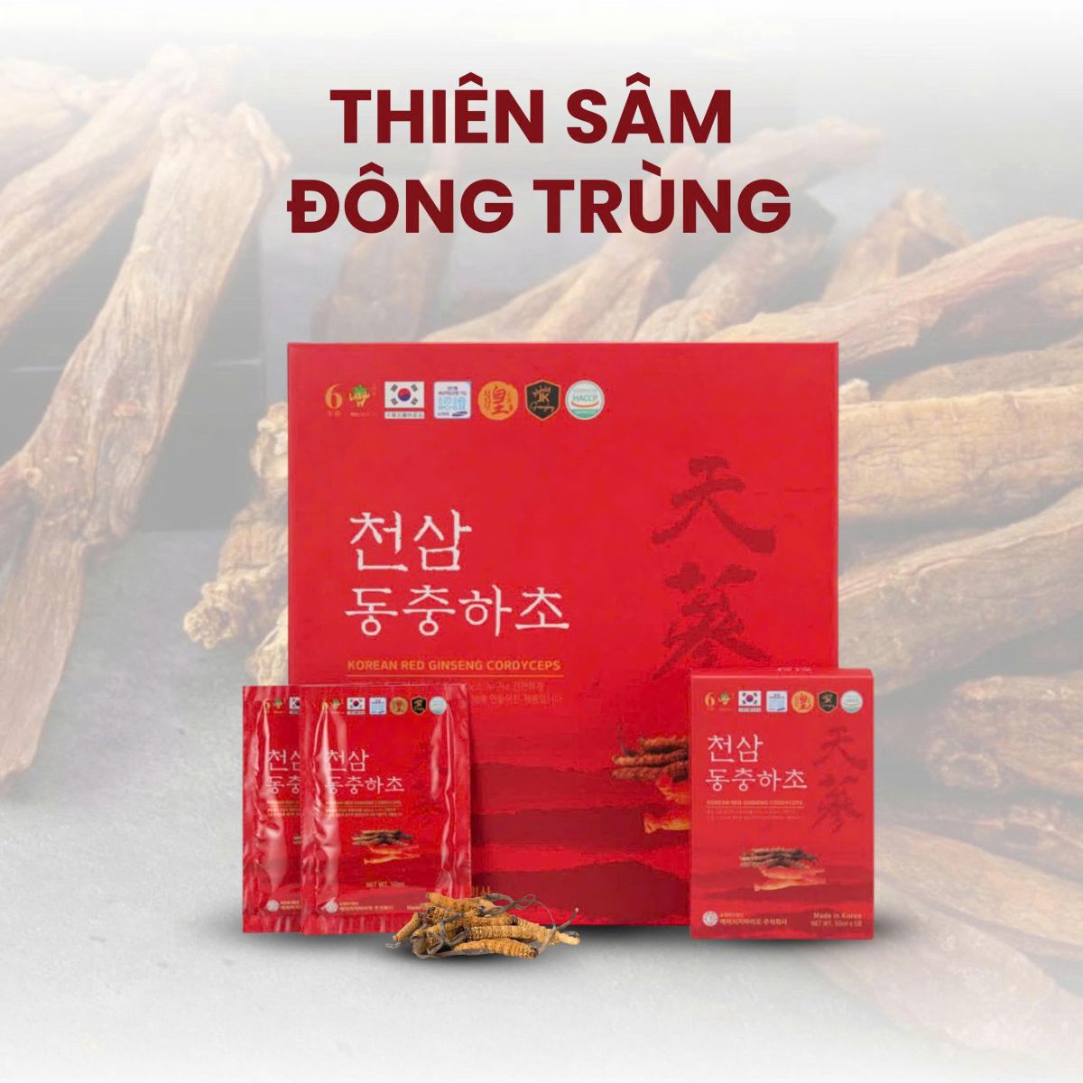 Thiên Sâm Đông Trùng Hàn Quốc hộp 30 gói x 50ml chính hãng