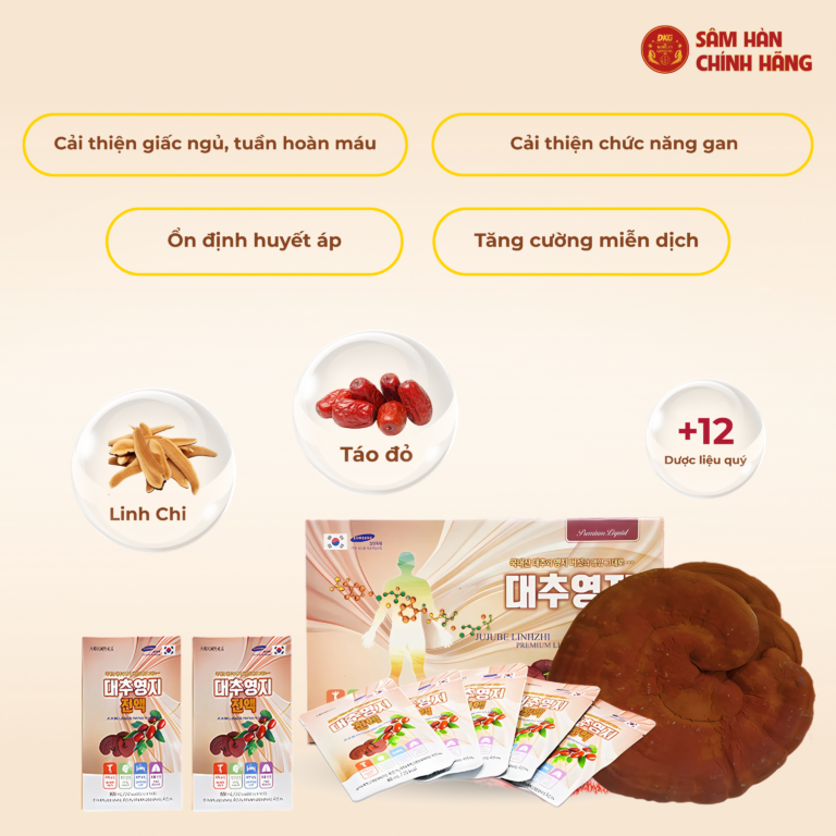 Thành phần chiết xuất nấm linh chi và quả táo đỏ cô đặc trong Linh chi táo đỏ premium (80ml x 30g) - Daedong