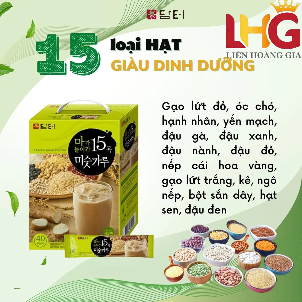 Thành phần 15 loại hạt ngũ cốc tự nhiên Damtuh Hàn Quốc