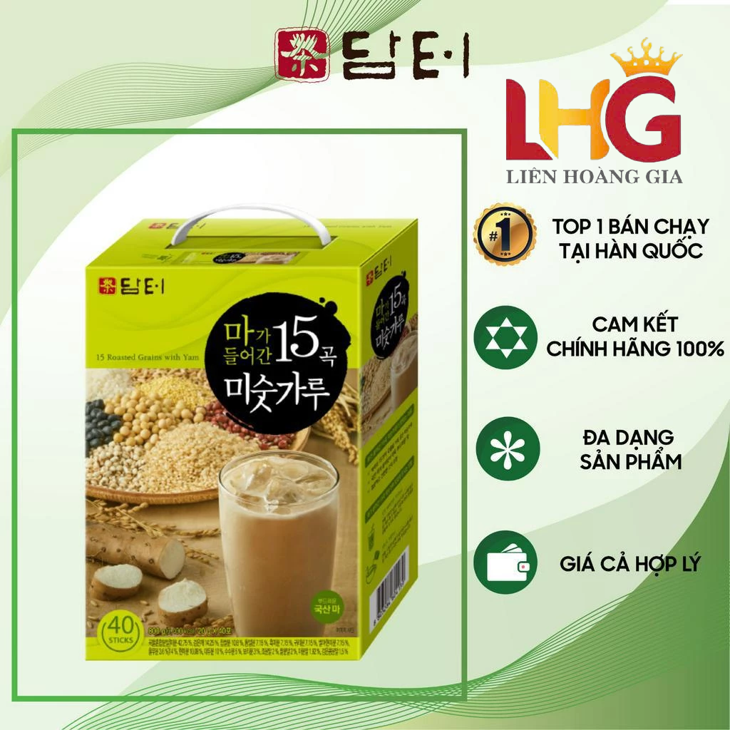 Bột ngũ cốc 15 loại hạt Damtuh Hàn Quốc chính hãng hộp 40 gói