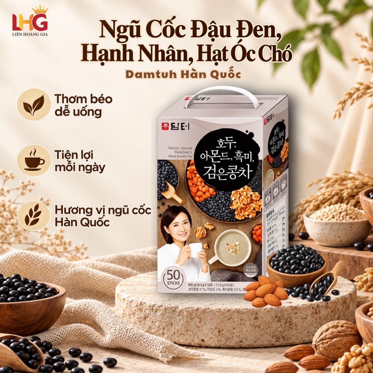 Ngũ cốc đậu đen hạnh nhân óc chó Damtuh chính hãng