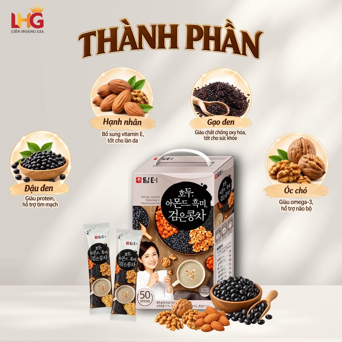 Thành phần dinh dưỡng ngũ cốc Damtuh đậu đen óc chó