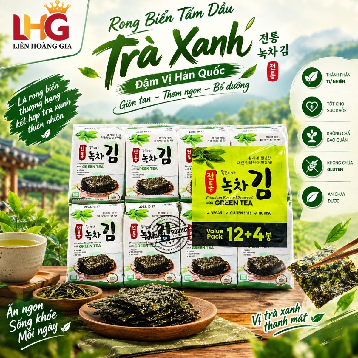 Rong biển ăn liền KFish vị trà xanh chính hãng Hàn Quốc