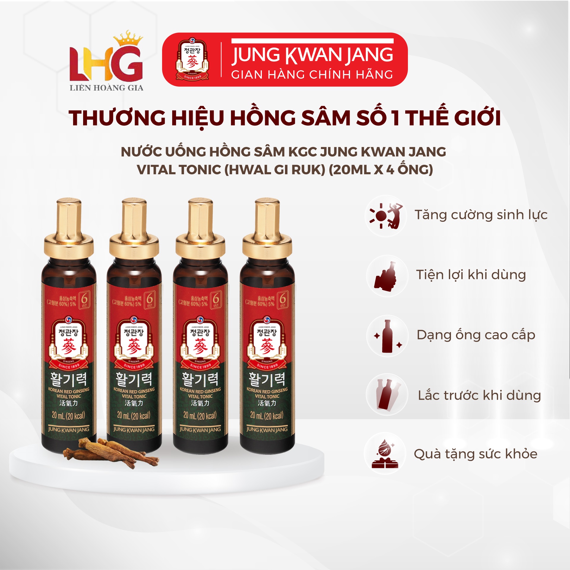 Nước hồng sâm nguyên bản KGC Tonic Origin giúp tăng cường sinh lực