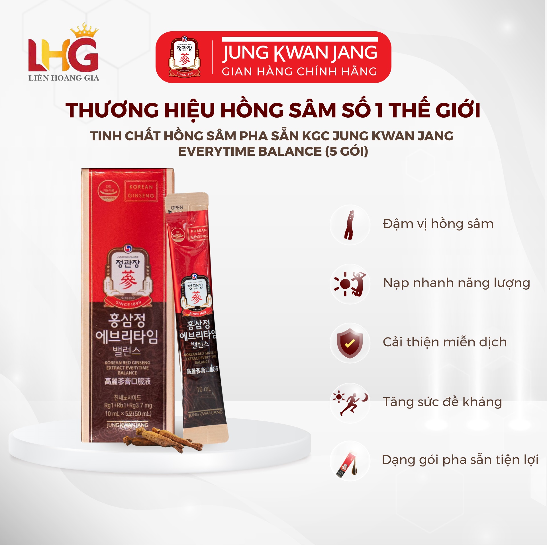 Chiết xuất hồng sâm Everytime Balance dạng gói nước tiện lợi cho người bận rộn