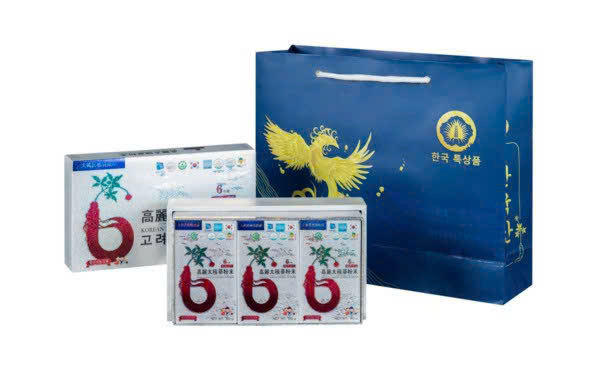 Thiết kế hộp giấy cứng vương giả bao bọc bên ngoài hũ lẻ Bột Thiên Sâm Chính Phủ Premium 100g