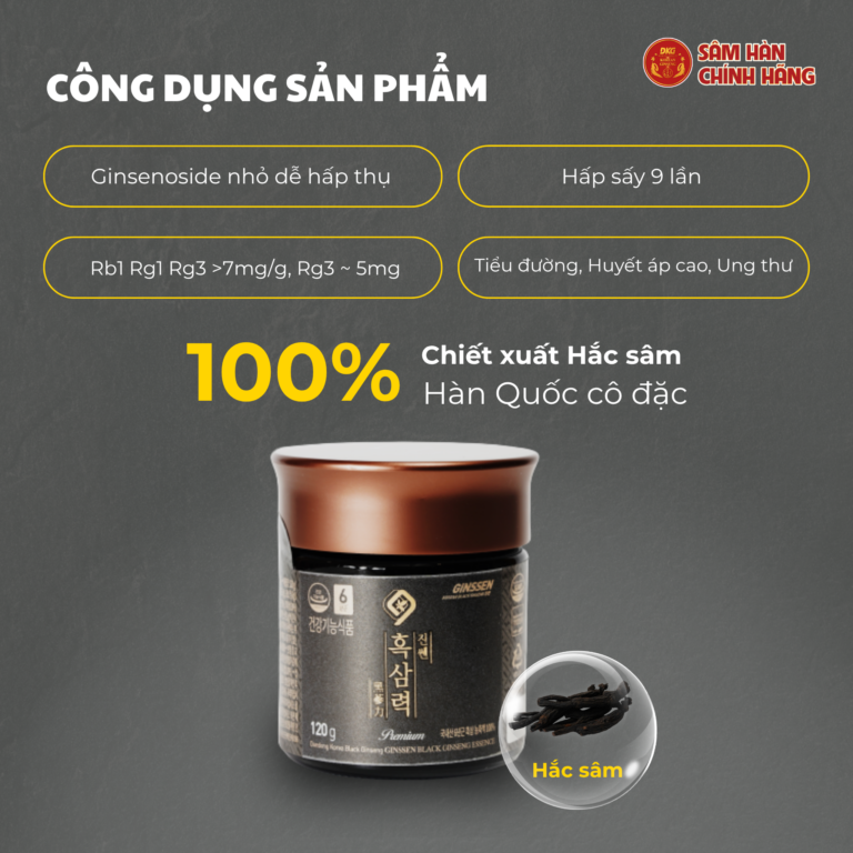 Thành phần 100% cao hắc sâm cô đặc nguyên chất trong lọ cao hắc sâm Daedong 120g - Ginssen Black Ginseng Essence