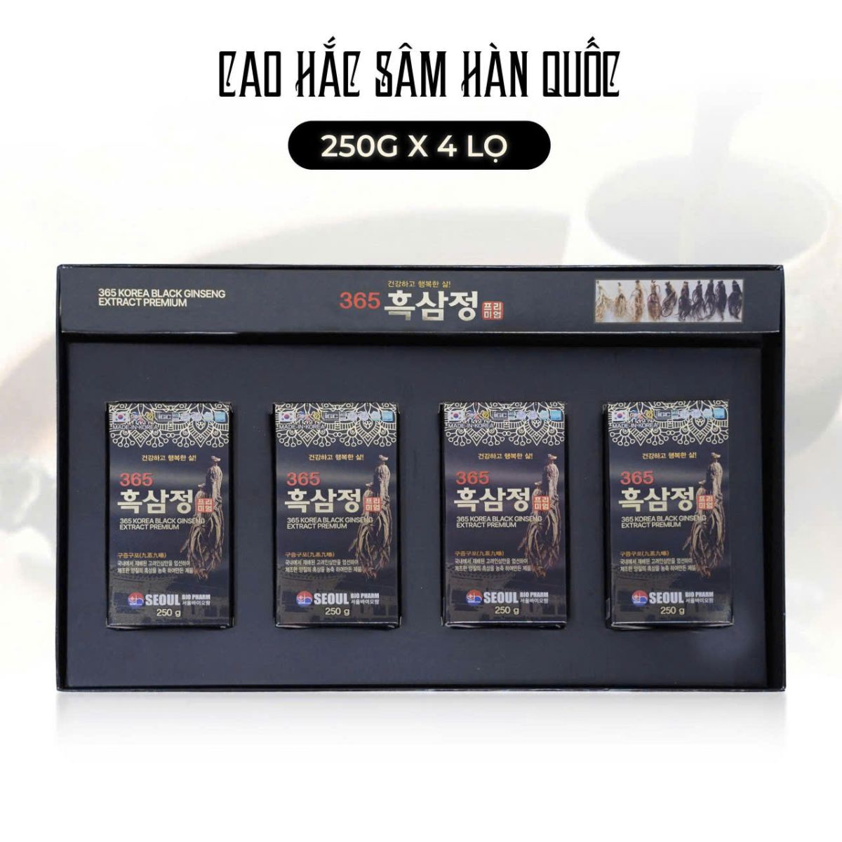 Cao hắc sâm Seoul Bio Pharm 365 hộp 4 lọ tại showroom Sâm Yến Liên Hoàng Gia