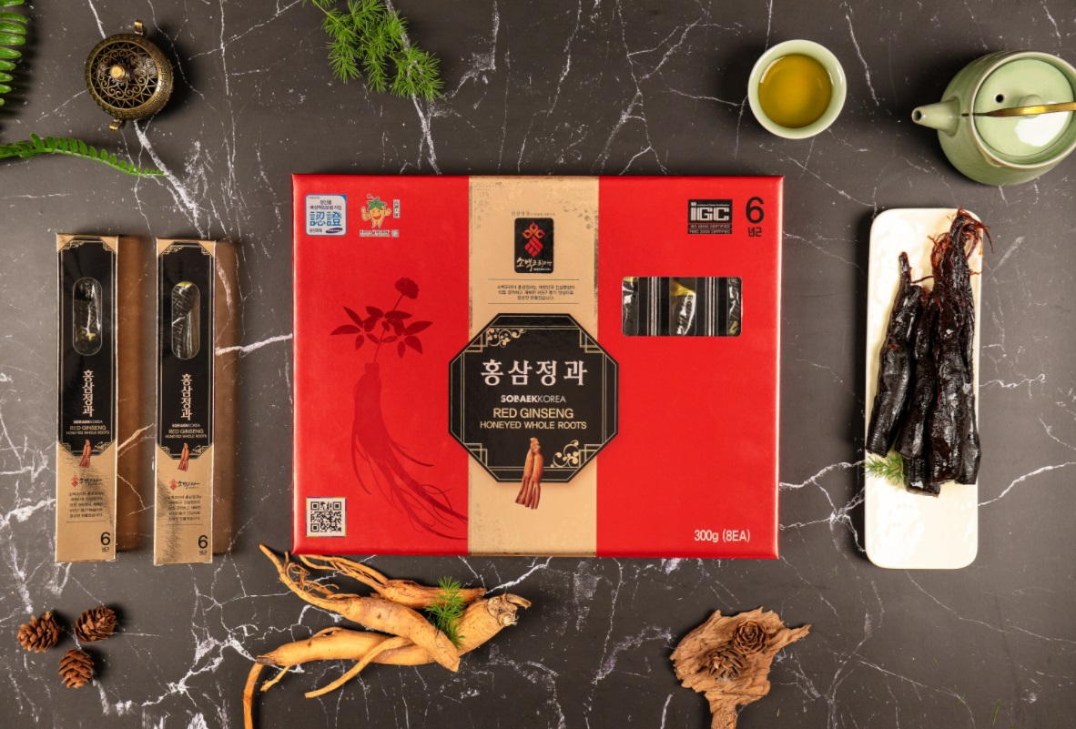 Hồng sâm củ tẩm mật ong Sobaek Hàn Quốc thiết kế hộp sang trọng