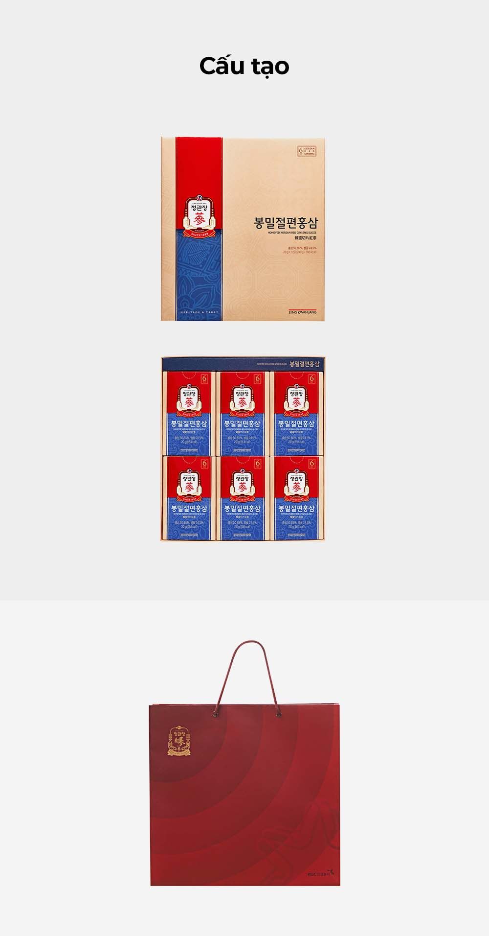 Hồng sâm lát tẩm mật ong KGC Honeyed Slices hộp 6 gói 20g