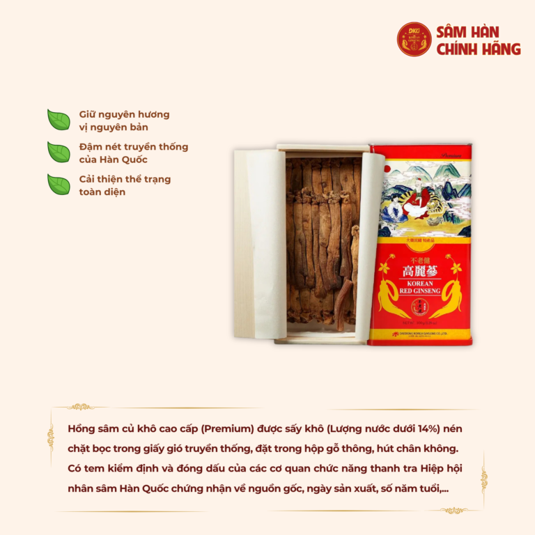 Thành phần nguyên chất 100% củ hồng sâm 6 năm tuổi Geumsan dồi dào hoạt chất Saponin hộp 10 củ special