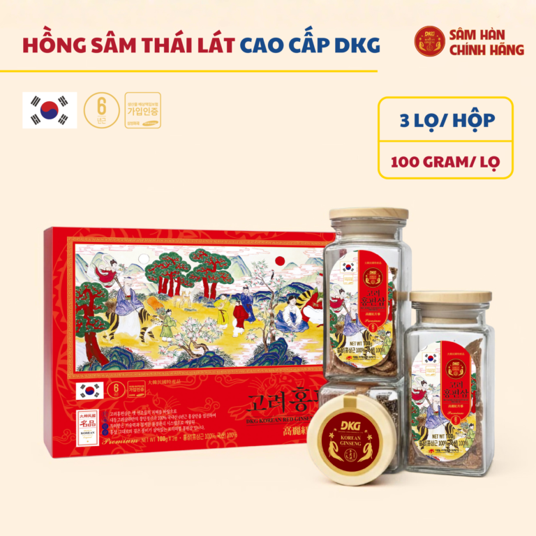 Hồng sâm khô Hàn Quốc thái lát premium Daedong 3 lọ x 100g chính hãng