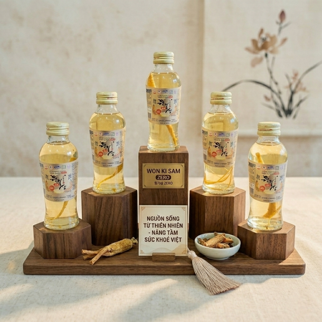 Nước hồng sâm có củ không đường Won Ki Sam giúp bổ sung năng lượng và tăng cường tỉnh táo