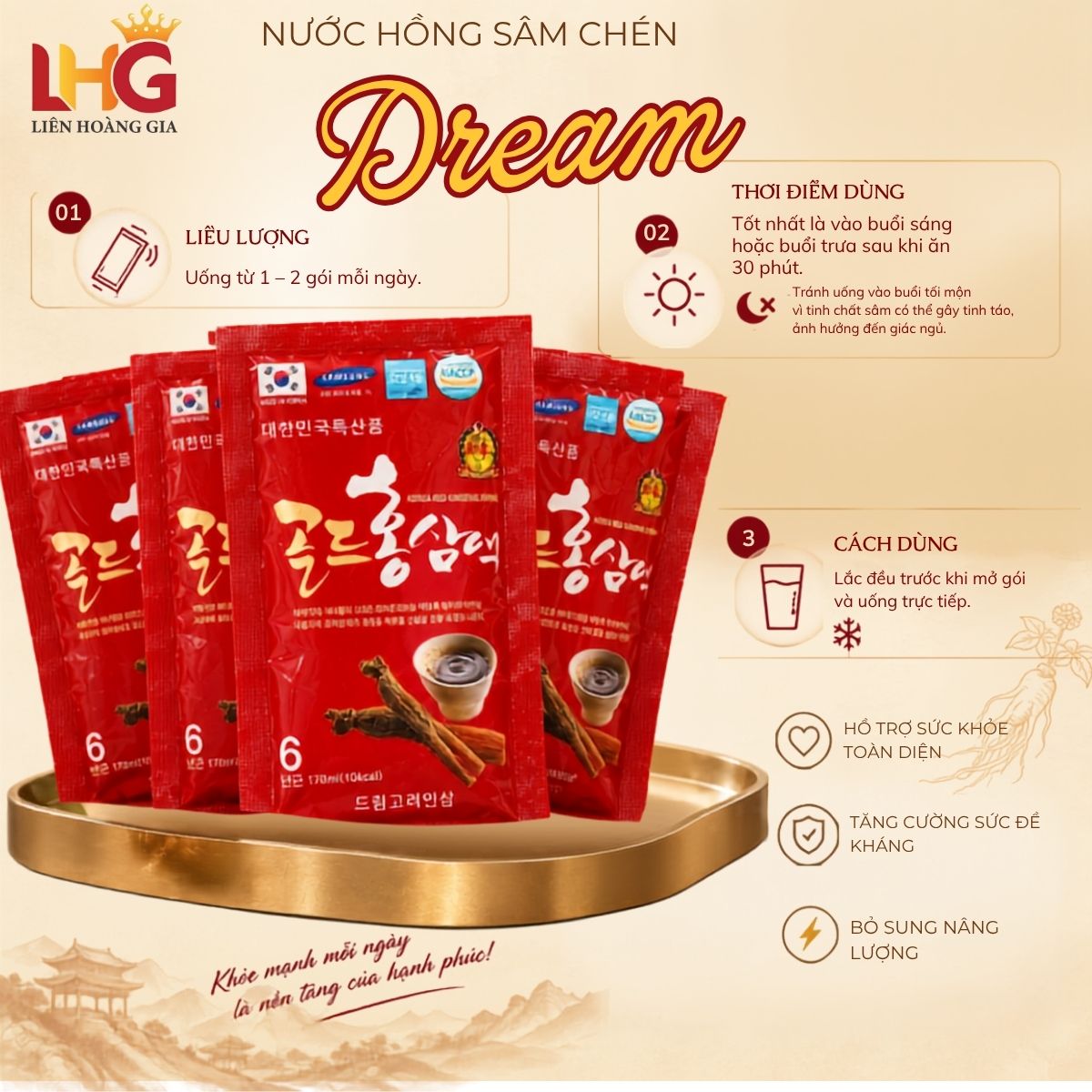 Nước Hồng Sâm Chén Dream bồi bổ sức khỏe cho người cao tuổi.