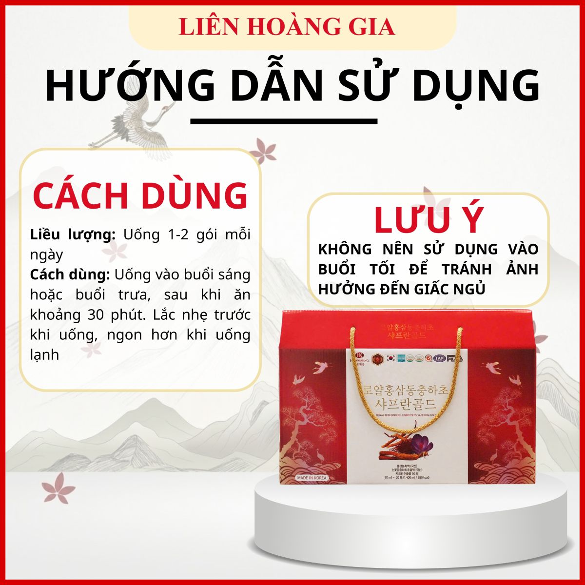 Cách sử dụng Nước Hồng Sâm Gold Hoàng Gia Đông Trùng Saffron để đạt hiệu quả tốt nhất