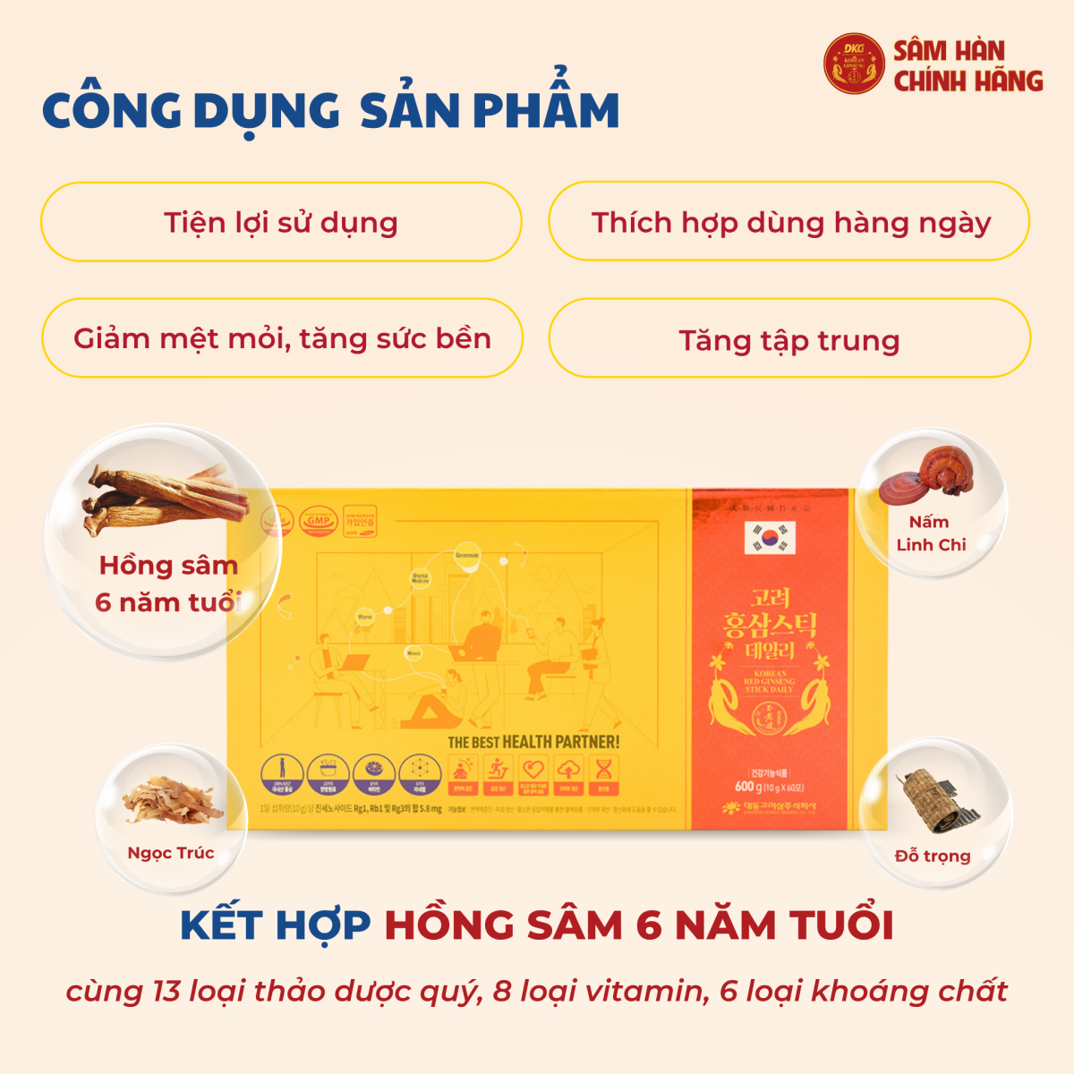 Nước sâm Daily Daedong giúp giảm mệt mỏi và tăng cường miễn dịch