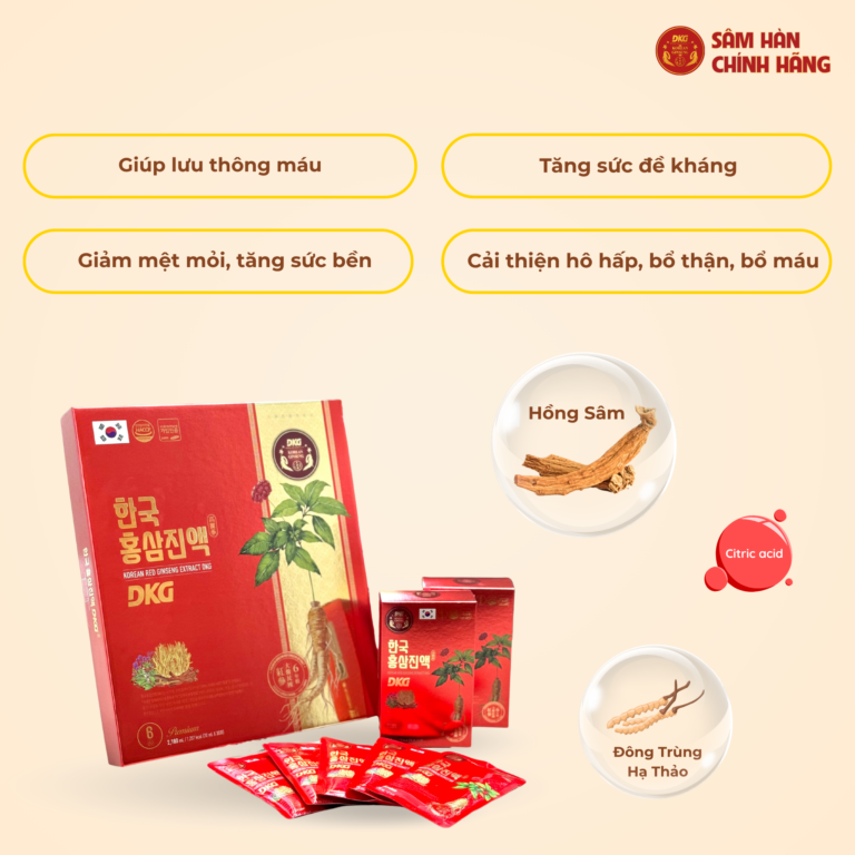 Công dụng hỗ trợ đại bổ nguyên khí và nâng cao sức đề kháng từ nước sâm DKG Daedong