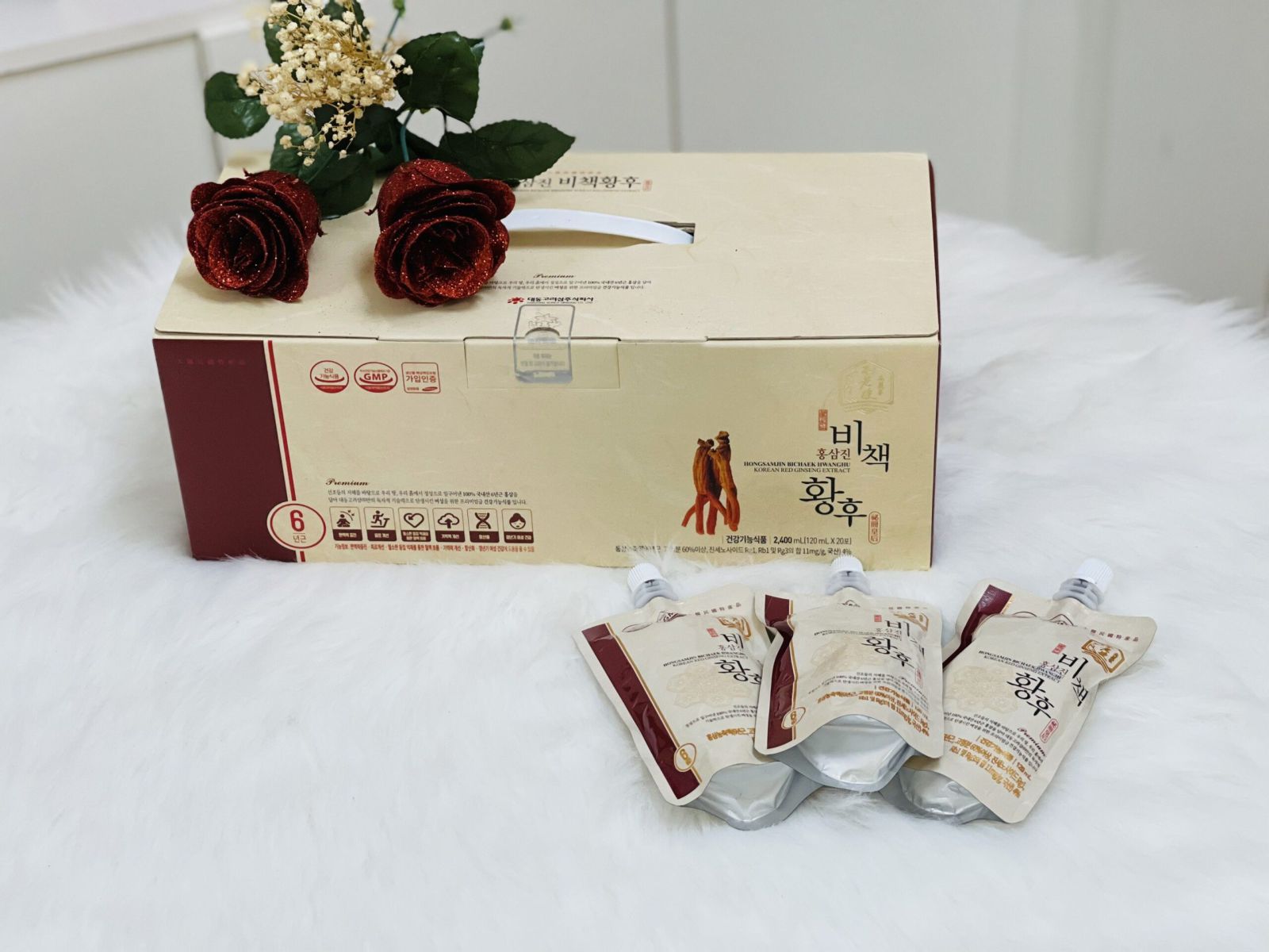 Nước hồng sâm Hoàng hậu Hongsamjin Bichaek Hwanghu Daedong hộp 20 gói