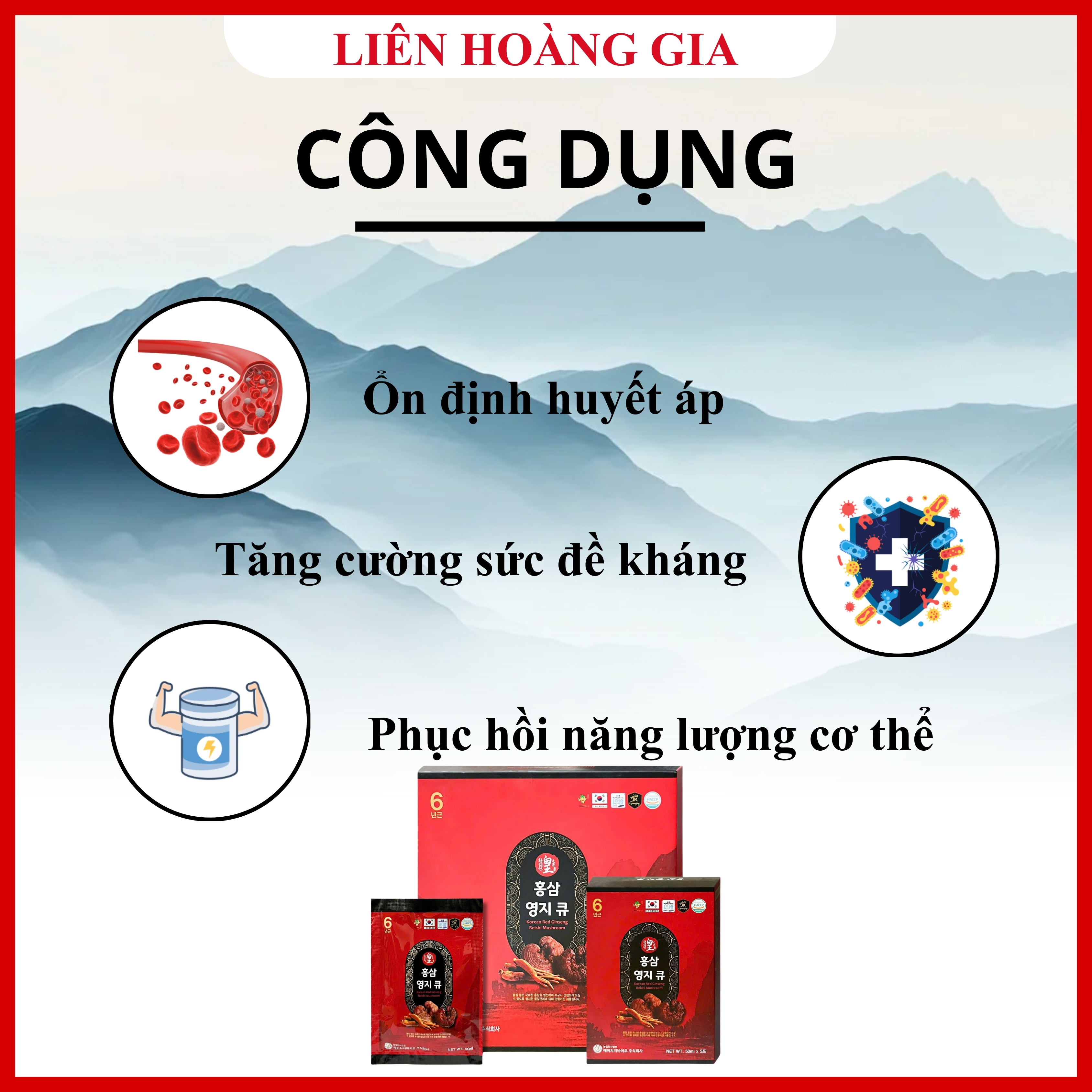 Nước Hồng Sâm Linh Chi Premium giúp tăng cường hệ miễn dịch và đề kháng