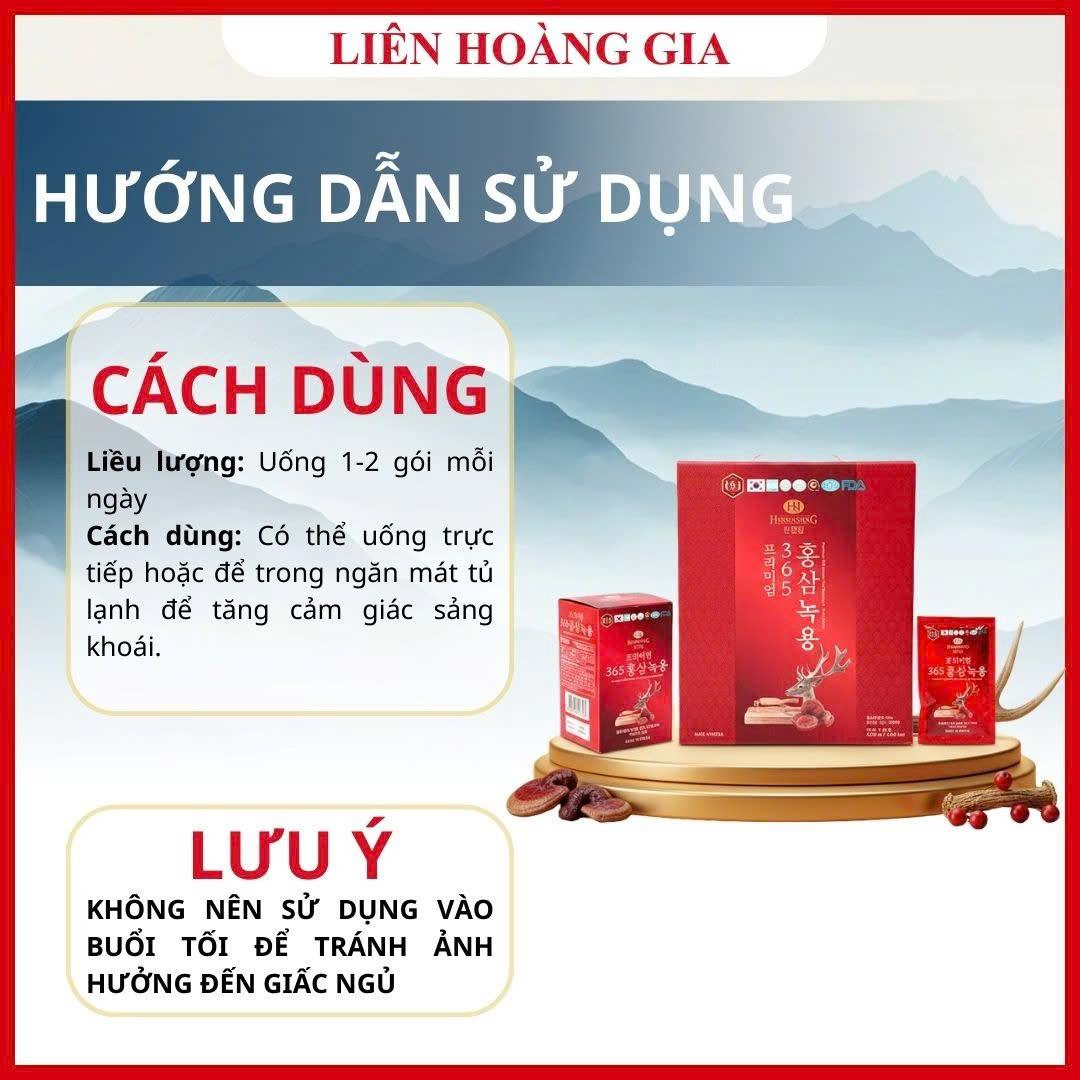 Hướng dẫn sử dụng Nước uống hồng sâm nhung hươu 365 hiệu quả nhất