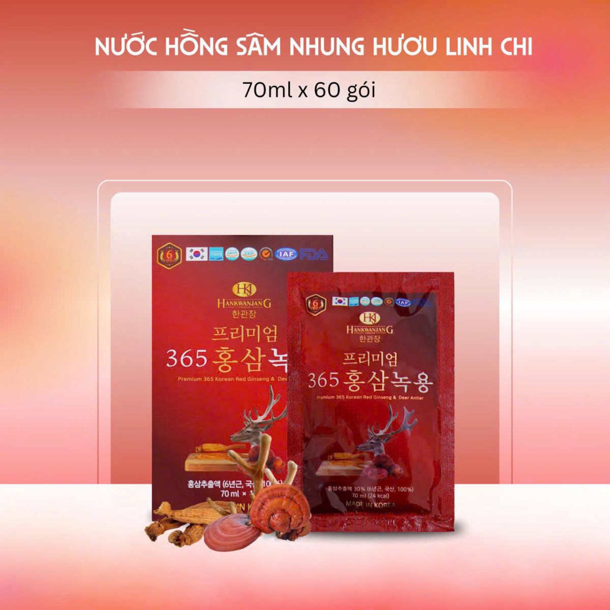 Nước uống hồng sâm nhung hươu 365 tại hệ thống Liên Hoàng Gia