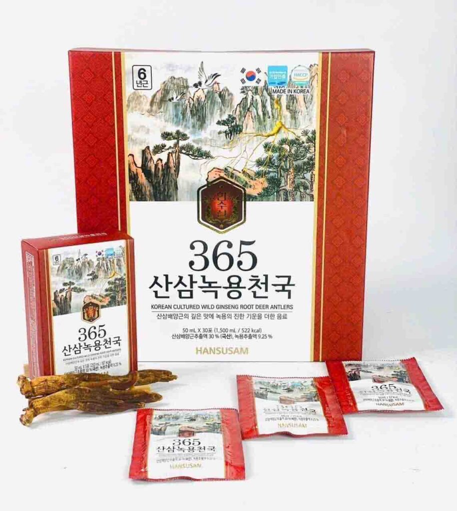 Nước chiết hồng sâm nhung hươu 365 Hansusam hộp 30 gói x 50ml